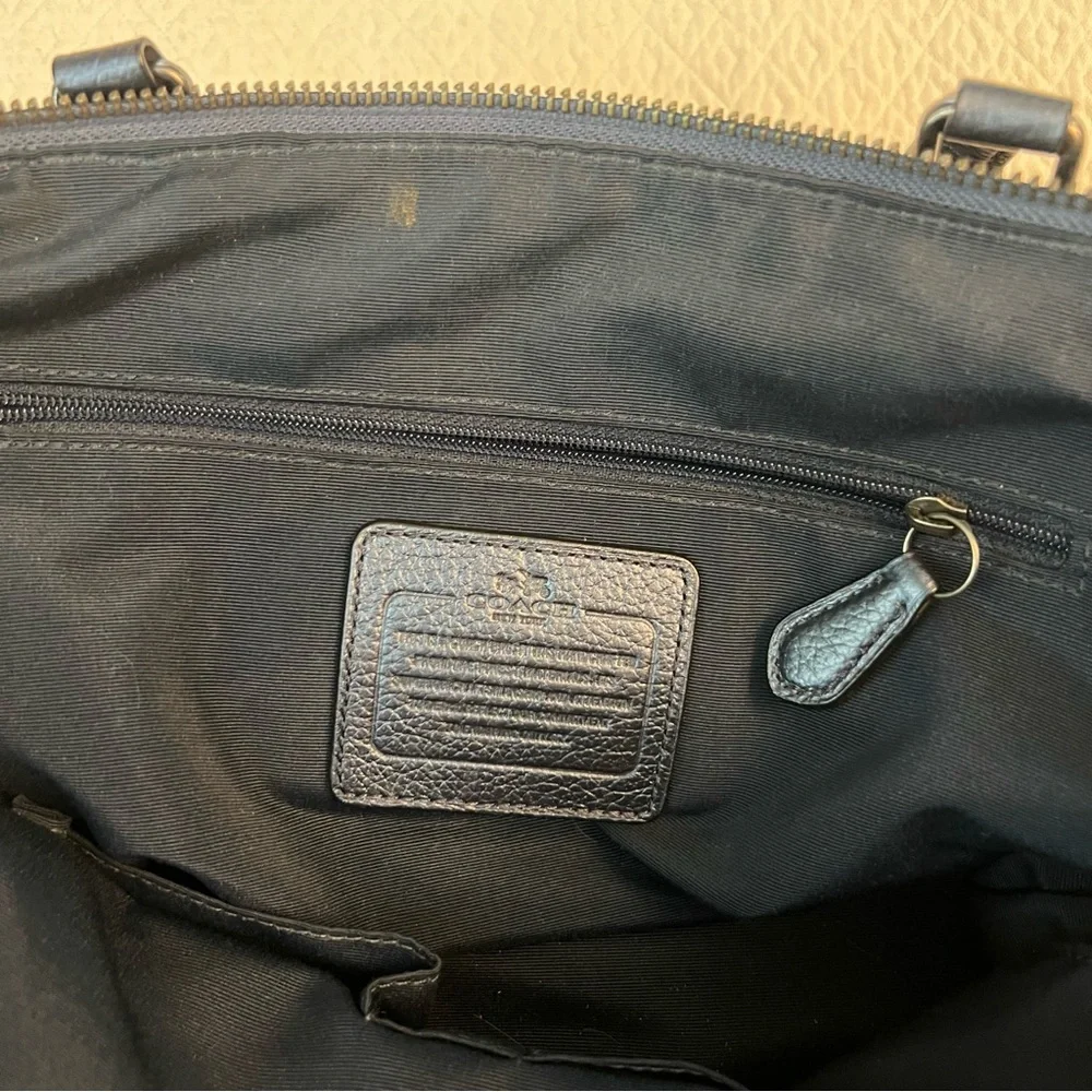 COACH Mickie Satchel Pearlised Blue Leather